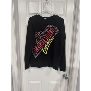 Universal Studios Florida Sweatshirt Adult M Black Neon Pullover Long Sleeve